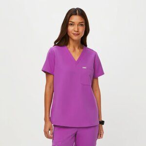 FIGS Limited Edition Purple Jolt Color Catarina One-Pocket Scrub Top
